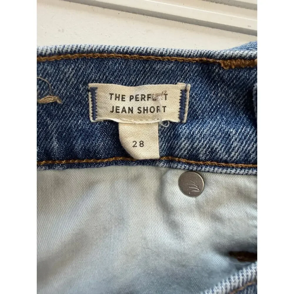 Madwell Womens Sz 28 The Perfect Jean Short Blue Denim Distressed Shorts